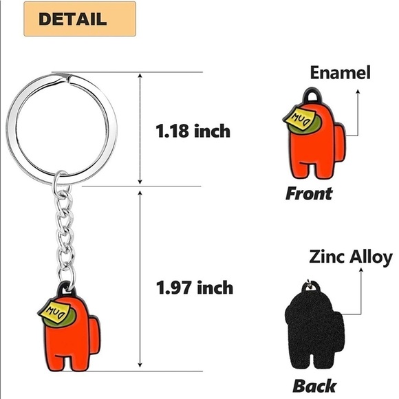 NEW 3/$15 mini AMONG US keyring - Grey/pink ears - Picture 5 of 5